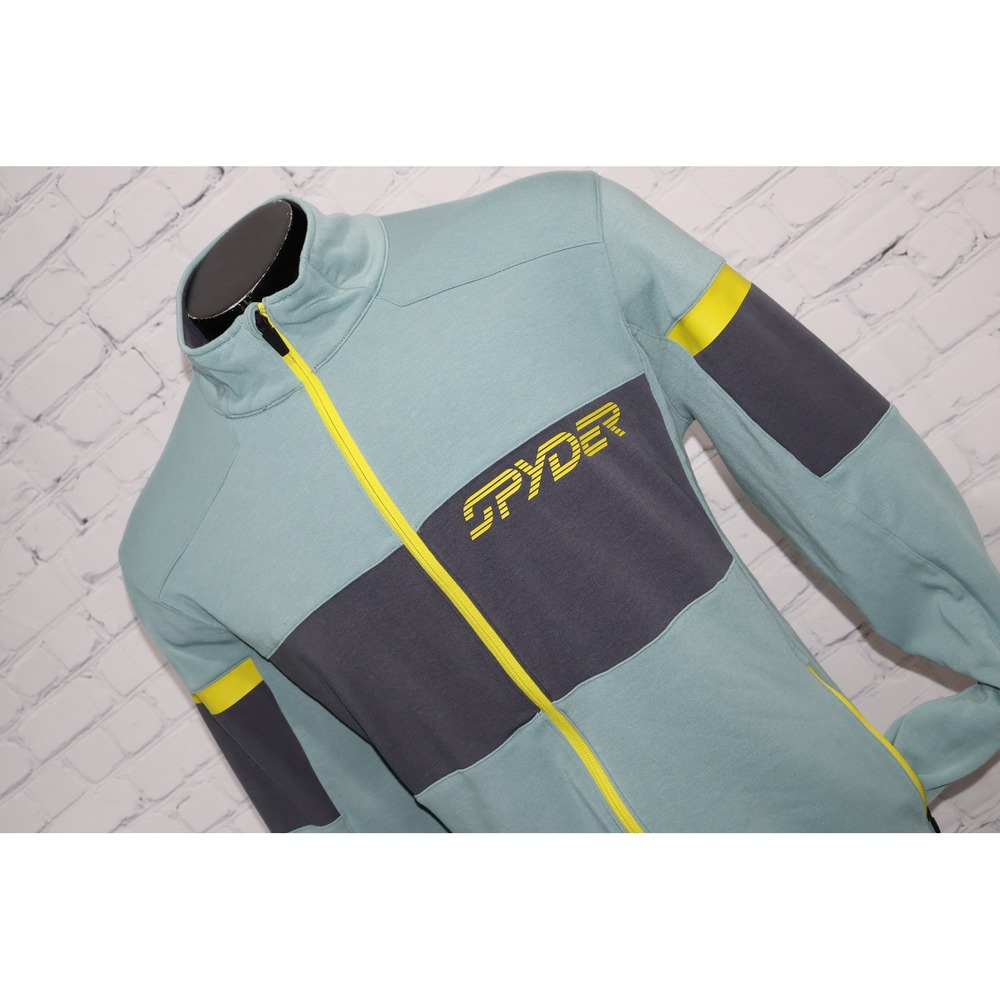 Spyder Jacket Mens XL Blue Full Zip Mock Neck Colorblock Activewear Performance